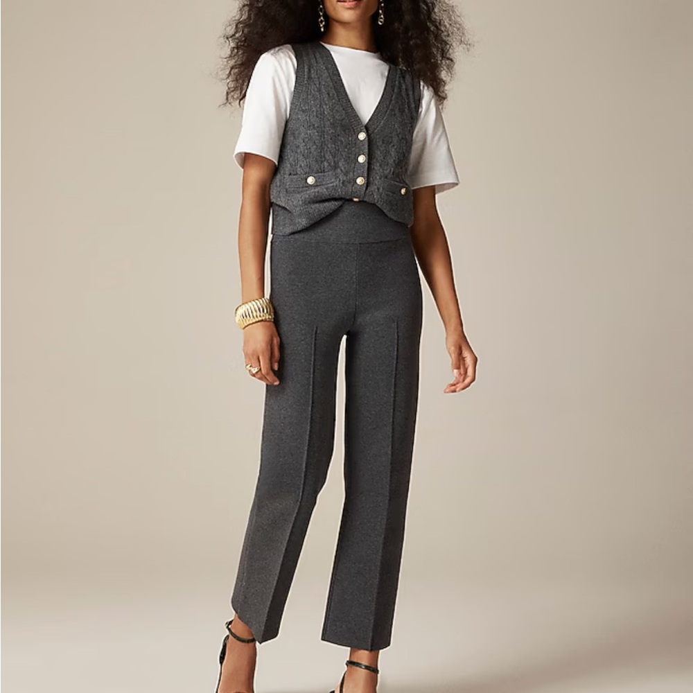 J. Crew Heather Charcoal Gray Delaney Kickout Sweater Pant Petite Small